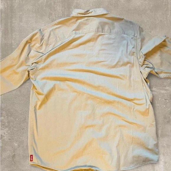 Wrangler Tan Button Down Shirt Men’s Large Western Workwear Long Sleeve - Picture 3 of 4
